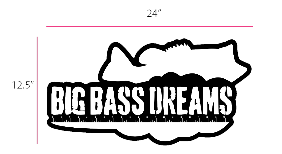 36 Black Fish Ruler Carpet Graphic Decal Sticker for Fishing Bass